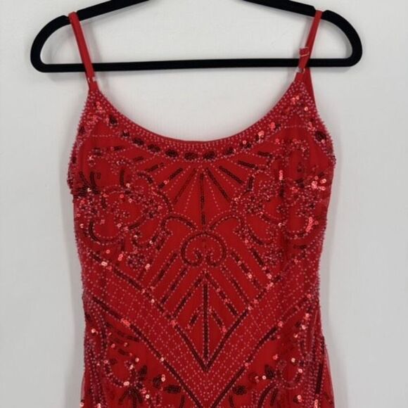 Spirit Halloween‎ Adult Red Sequin Flapper Dress Small Fringe - Picture 11 of 13